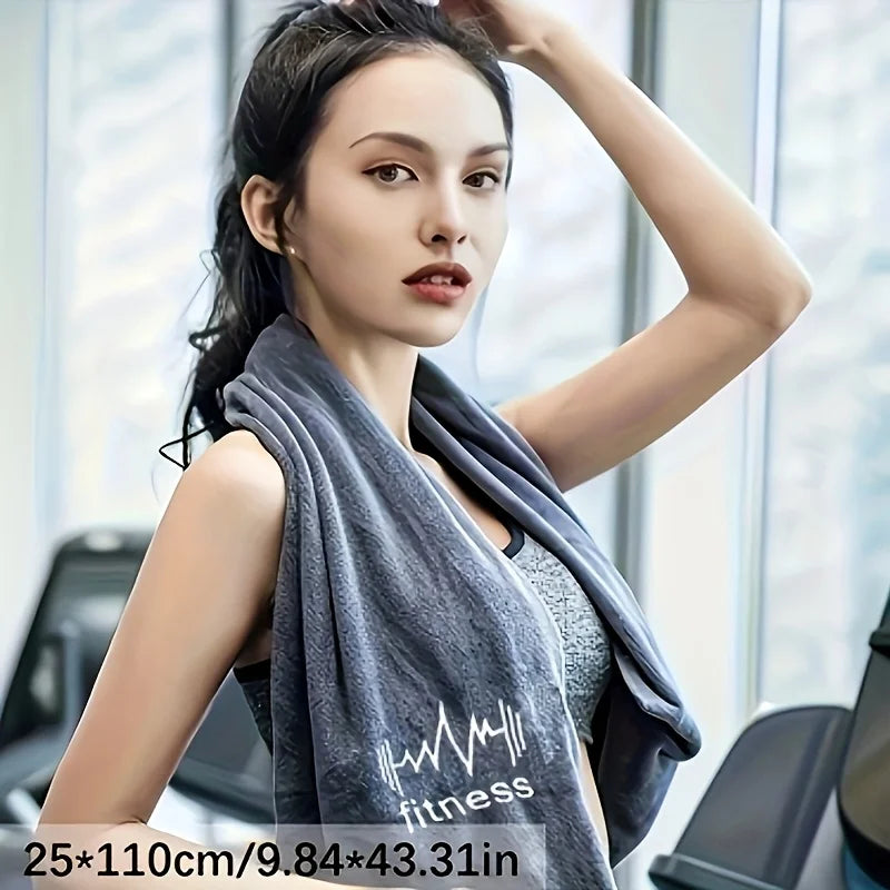 Super absorbent sports towel suitable for men and women - embroidered, quick drying fitness towel with sleeve cover