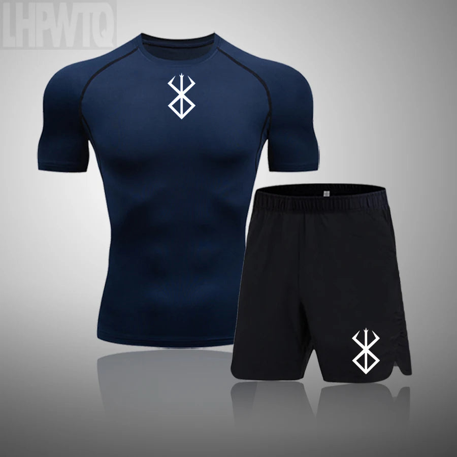 Men Compression T Shirt Quick Dry Mens Running T-Shirt Gym Fitness Rashgard Tight Set Men Exercise Training T-Shirt