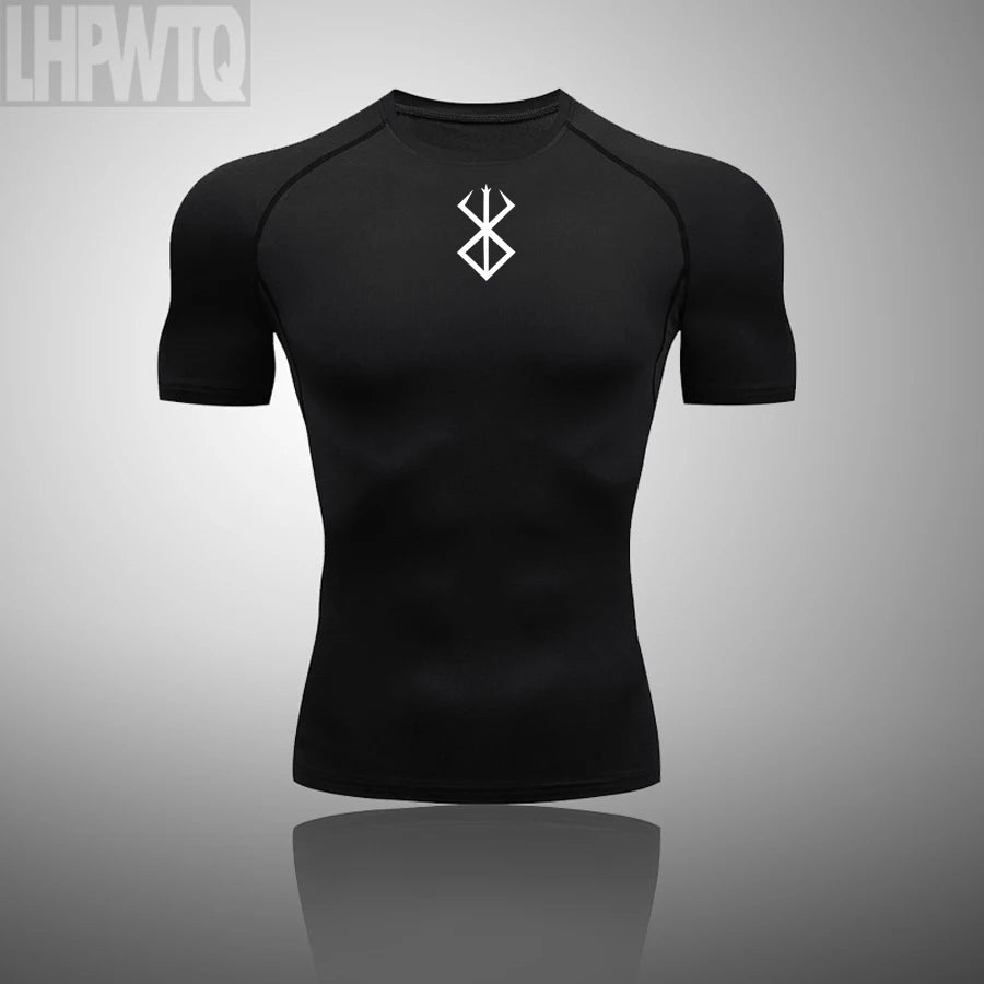 Men Compression T Shirt Quick Dry Mens Running T-Shirt Gym Fitness Rashgard Tight Set Men Exercise Training T-Shirt