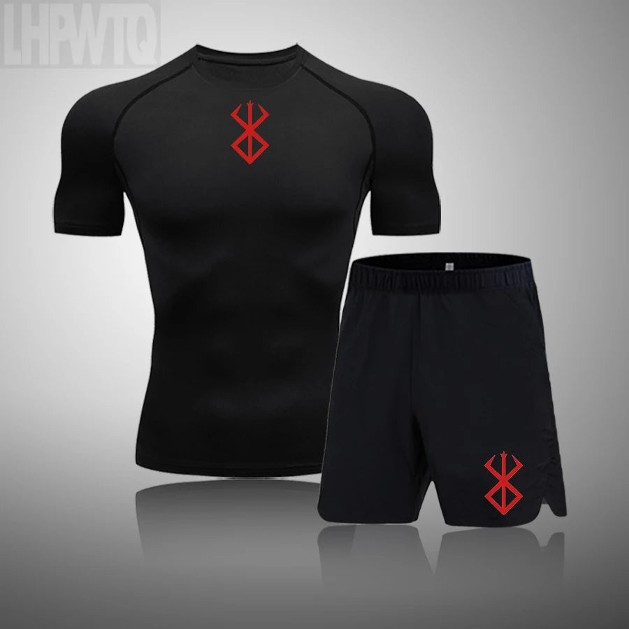 Men Compression T Shirt Quick Dry Mens Running T-Shirt Gym Fitness Rashgard Tight Set Men Exercise Training T-Shirt