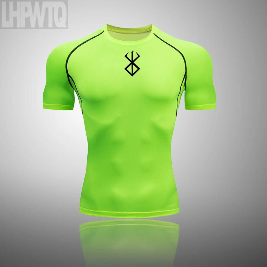 Men Compression T Shirt Quick Dry Mens Running T-Shirt Gym Fitness Rashgard Tight Set Men Exercise Training T-Shirt