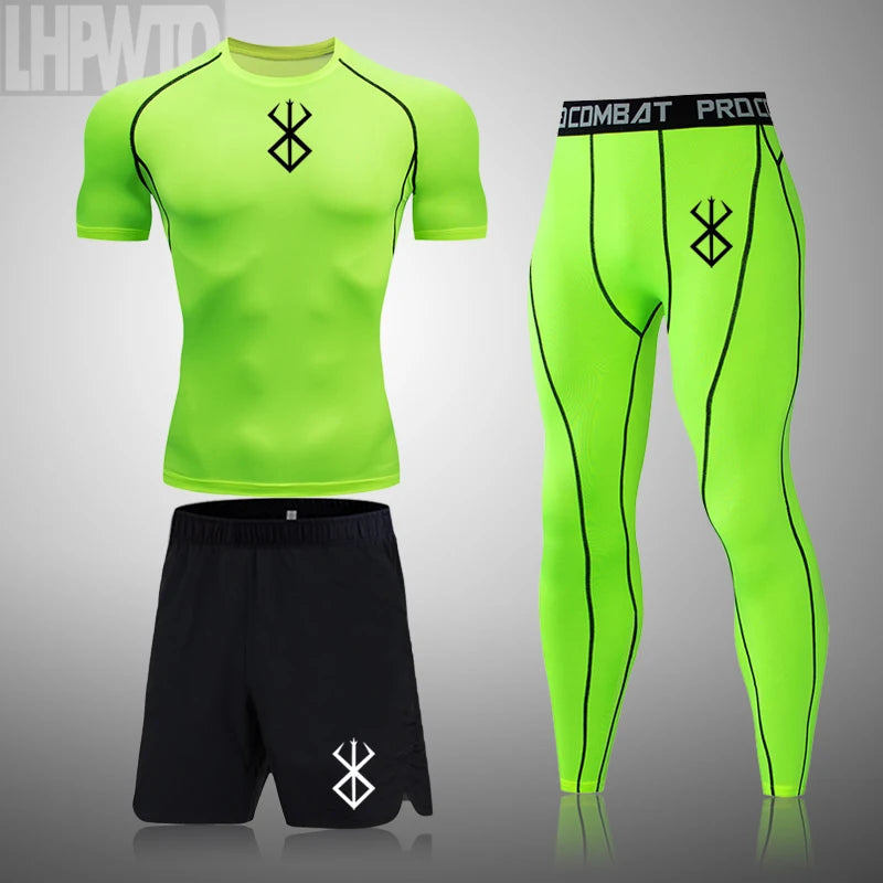 Men Compression T Shirt Quick Dry Mens Running T-Shirt Gym Fitness Rashgard Tight Set Men Exercise Training T-Shirt