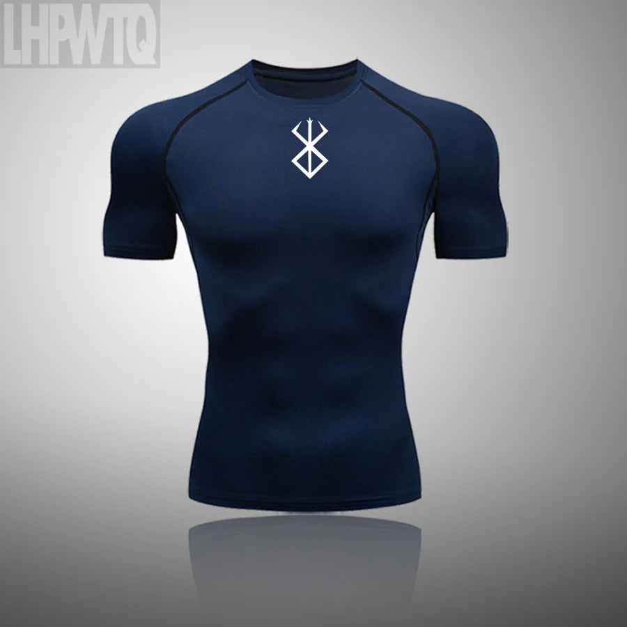 Men Compression T Shirt Quick Dry Mens Running T-Shirt Gym Fitness Rashgard Tight Set Men Exercise Training T-Shirt