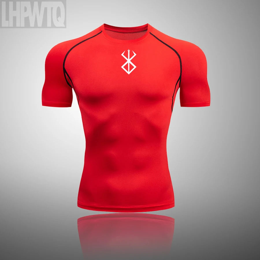 Men Compression T Shirt Quick Dry Mens Running T-Shirt Gym Fitness Rashgard Tight Set Men Exercise Training T-Shirt
