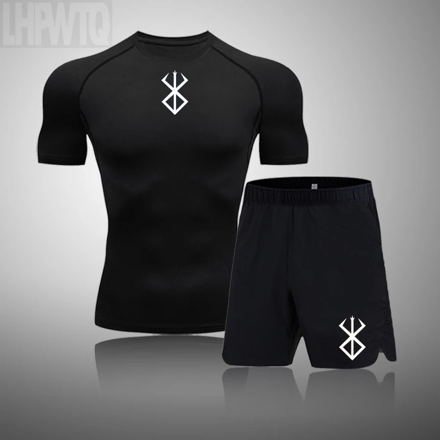 Men Compression T Shirt Quick Dry Mens Running T-Shirt Gym Fitness Rashgard Tight Set Men Exercise Training T-Shirt