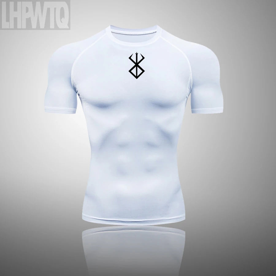 Men Compression T Shirt Quick Dry Mens Running T-Shirt Gym Fitness Rashgard Tight Set Men Exercise Training T-Shirt